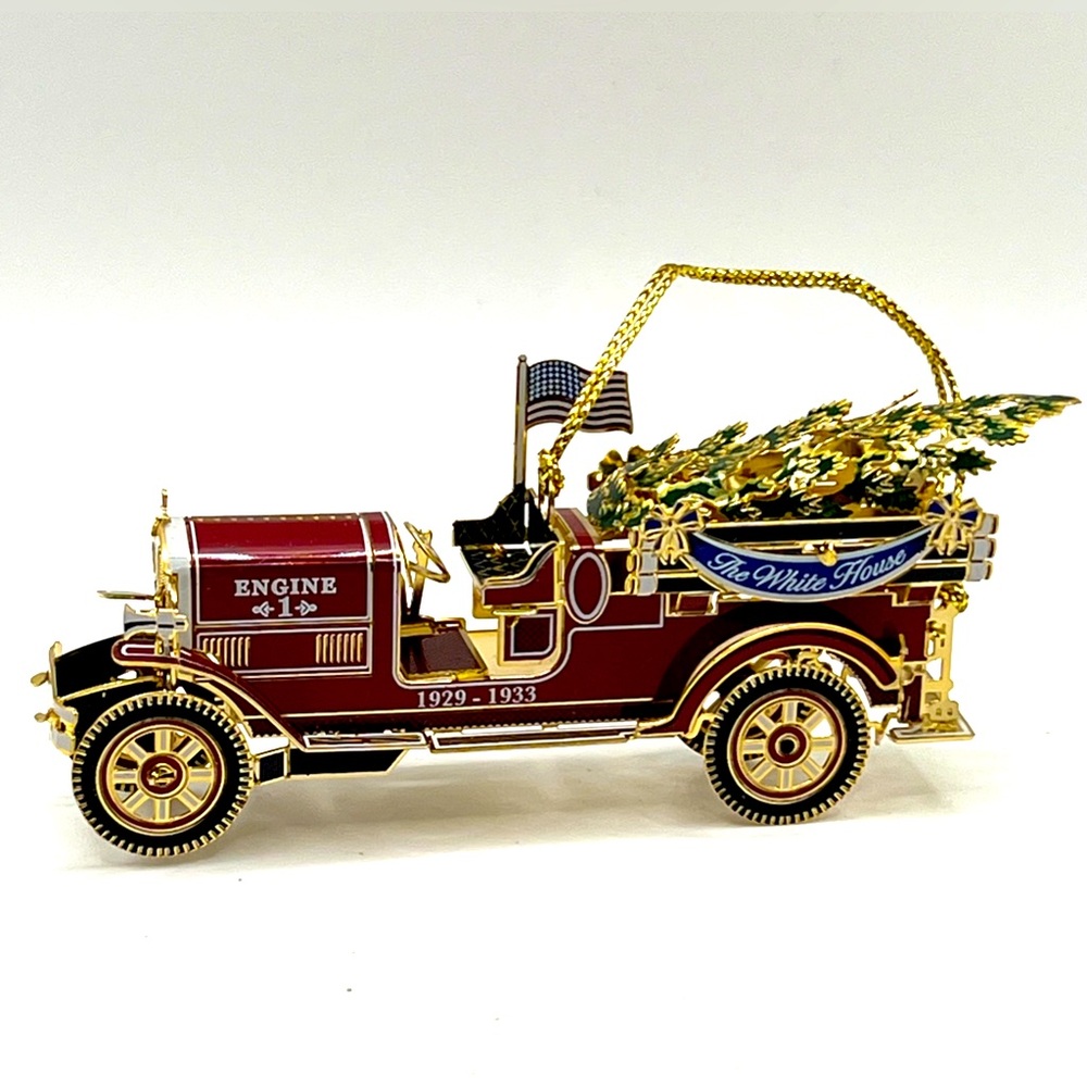 Christmas Ornament The White House Fire Truck Xmas Tree American Flag Patriotic